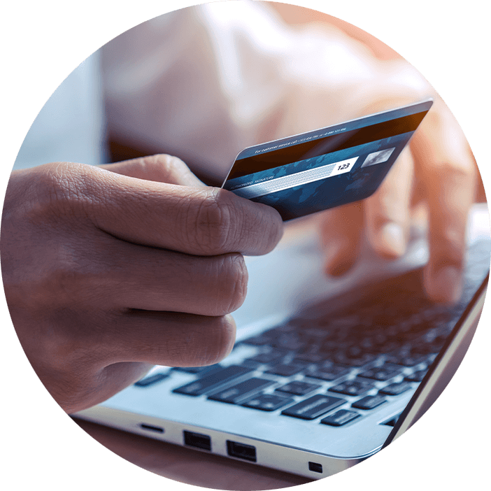 person paying with card