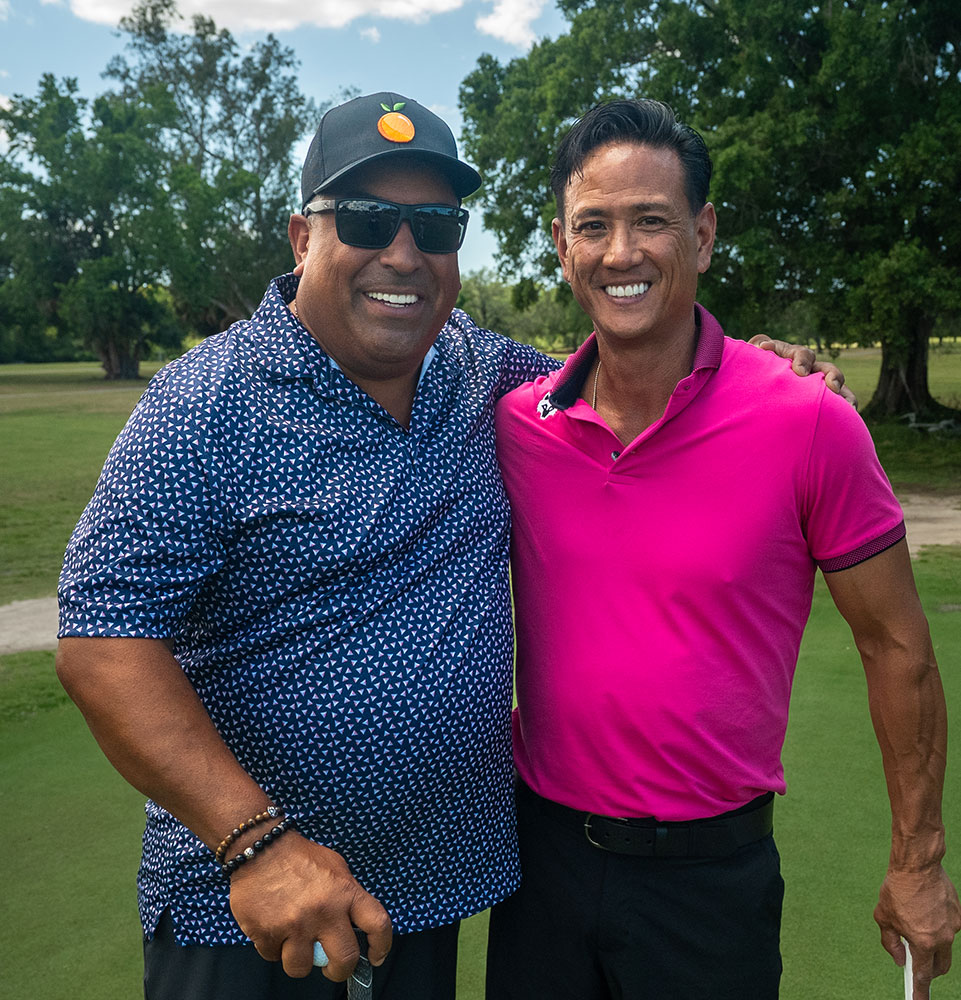 man with dr golfing