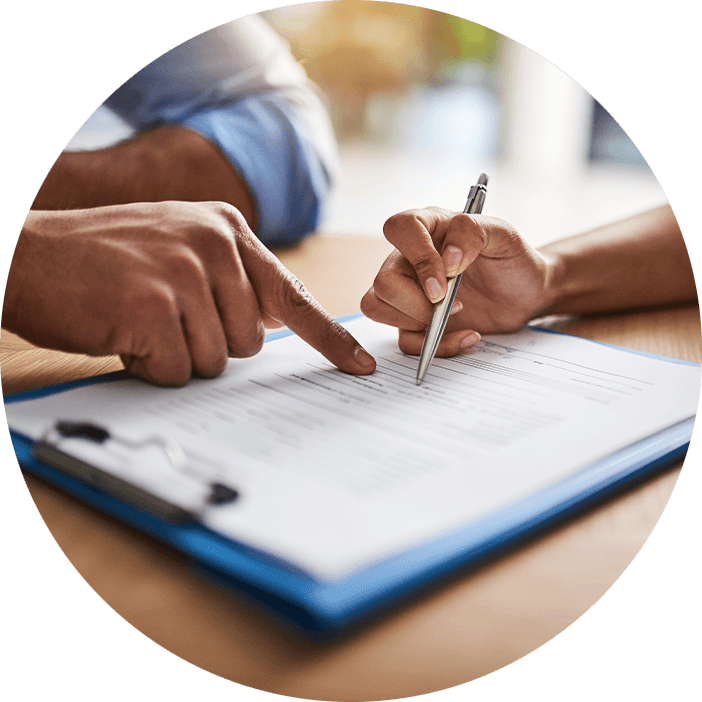 person doing paperwork